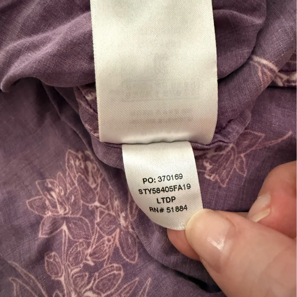 Patagonia Purple Floral V-Neck Dress XL Tencel Long‎ Sleeve Pockets Lightweight
